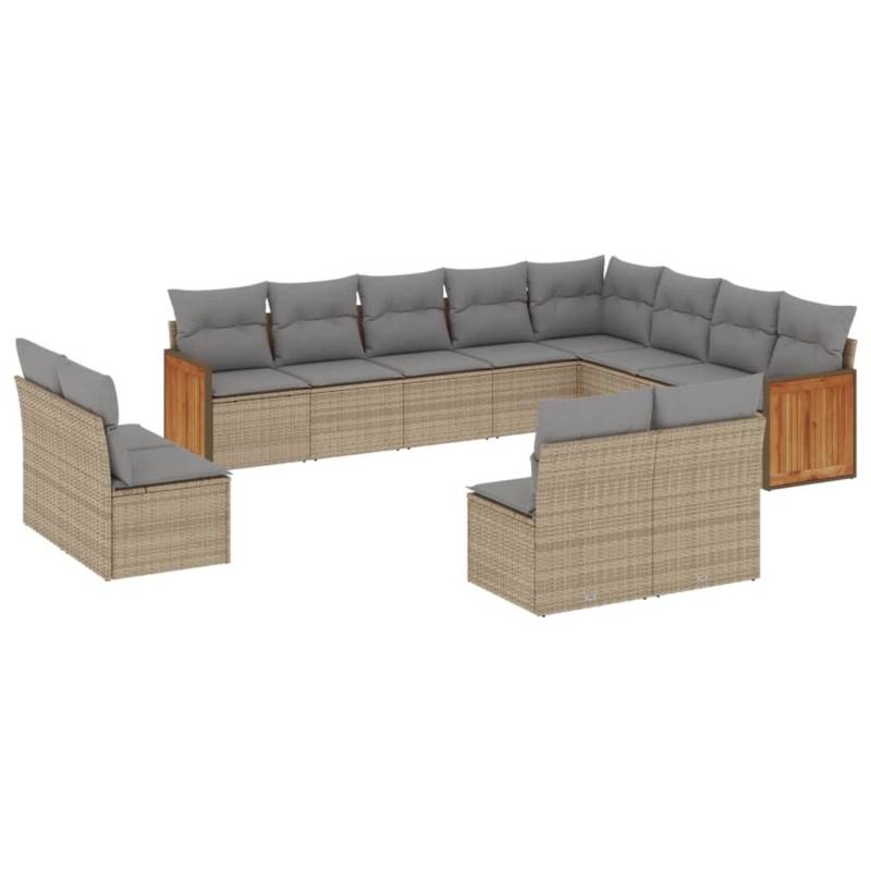vidaXL 12-tlg Garten-Sofagarnitur mit Kissen Beige Poly Rattan Modell 94 von VIDAXL