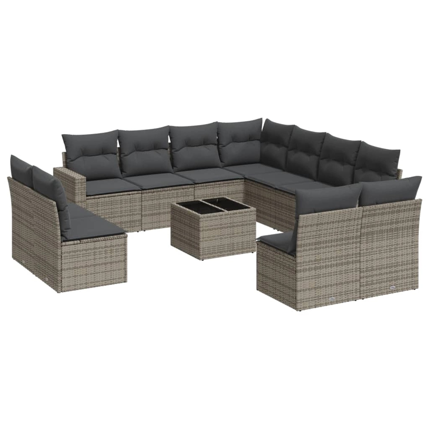 vidaXL 12-tlg Garten-Sofagarnitur mit Kissen Grau Poly Rattan Modell 20 vidaXL 12-tlg Garten-Sofagarnitur mit Kissen Grau Poly Rattan Modell 20 von VIDAXL
