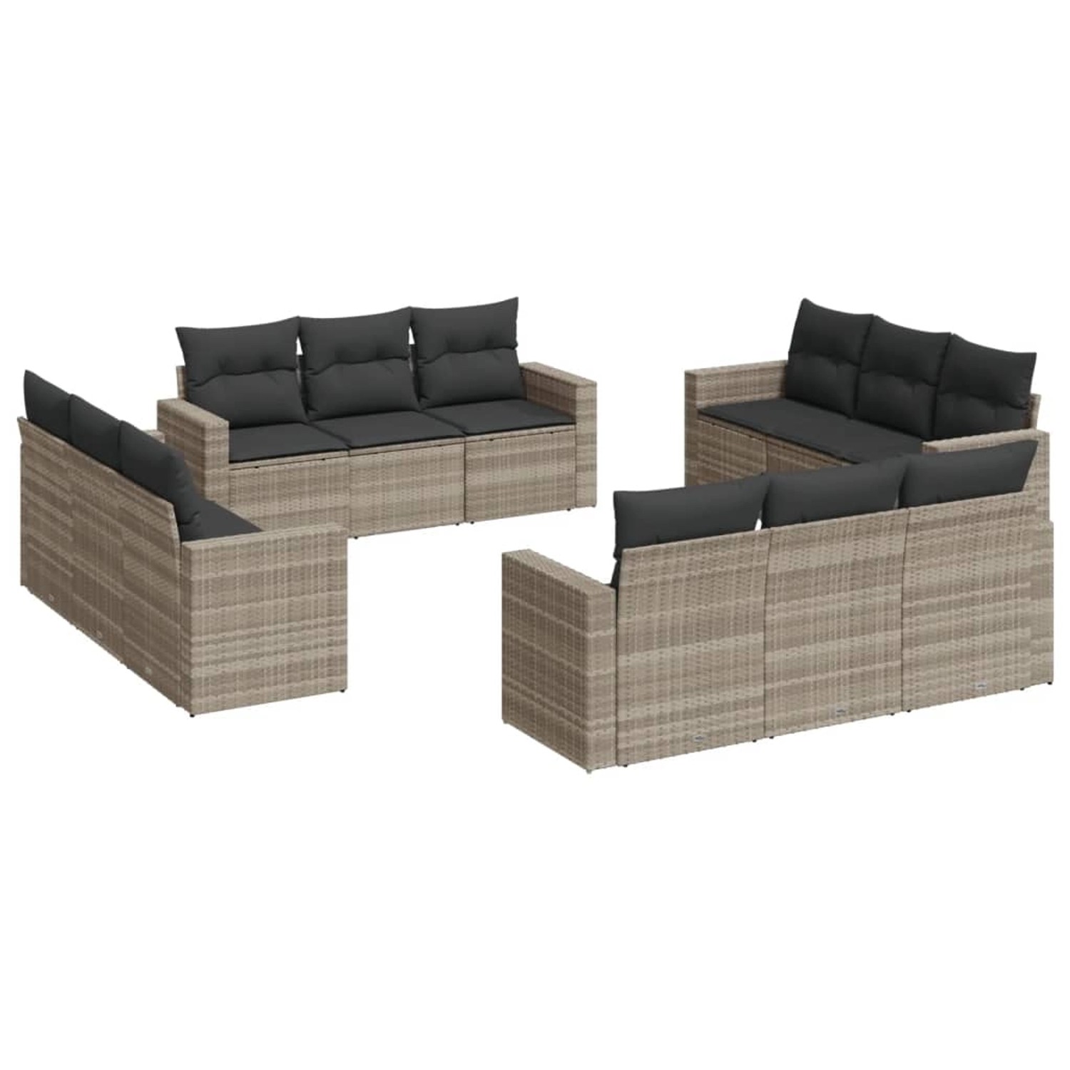 vidaXL 12-tlg Garten-Sofagarnitur mit Kissen Hellgrau Poly Rattan vidaXL 12-tlg Garten-Sofagarnitur mit Kissen Hellgrau Poly Rattan von VIDAXL