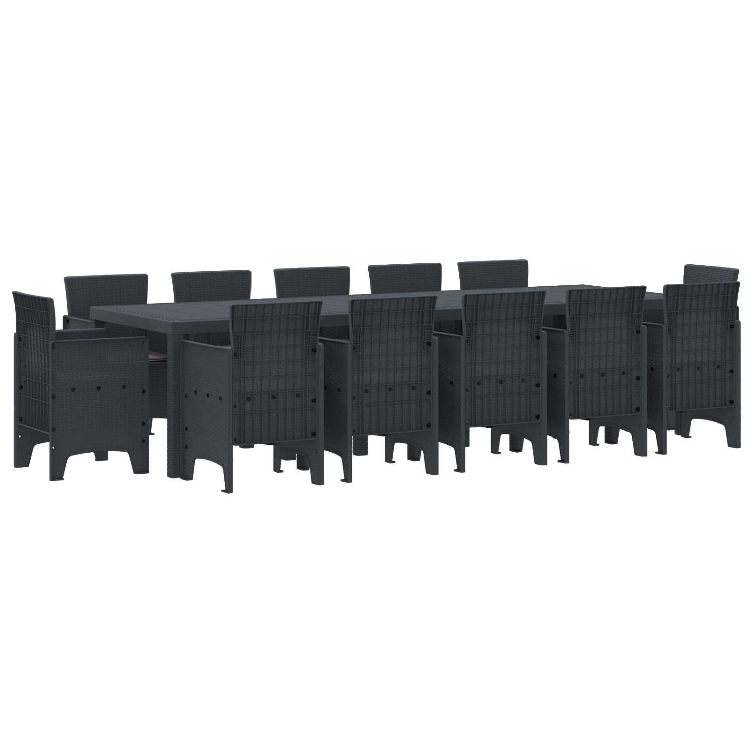 vidaXL 13-Teiliges Garten Esstisch Set mit Kissen Anthrazit Poly-Rattan 3378615 vidaXL 13-Teiliges Garten Esstisch Set mit Kissen Anthrazit Poly-Rattan 3378615 von VIDAXL