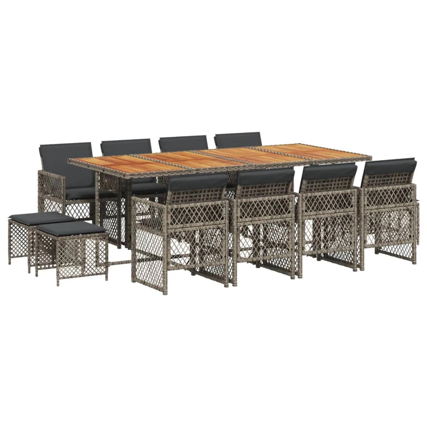 vidaXL 13-Tlg Garten-Essgruppe mit Kissen Grau Poly Rattan 3210806 vidaXL 13-Tlg Garten-Essgruppe mit Kissen Grau Poly Rattan 3210806 von VIDAXL