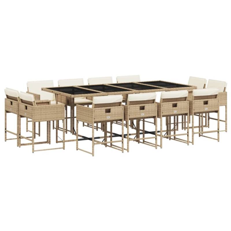 vidaXL 13-tlg Garten-Essgruppe mit Kissen Beige Poly Rattan Modell 11 von VIDAXL