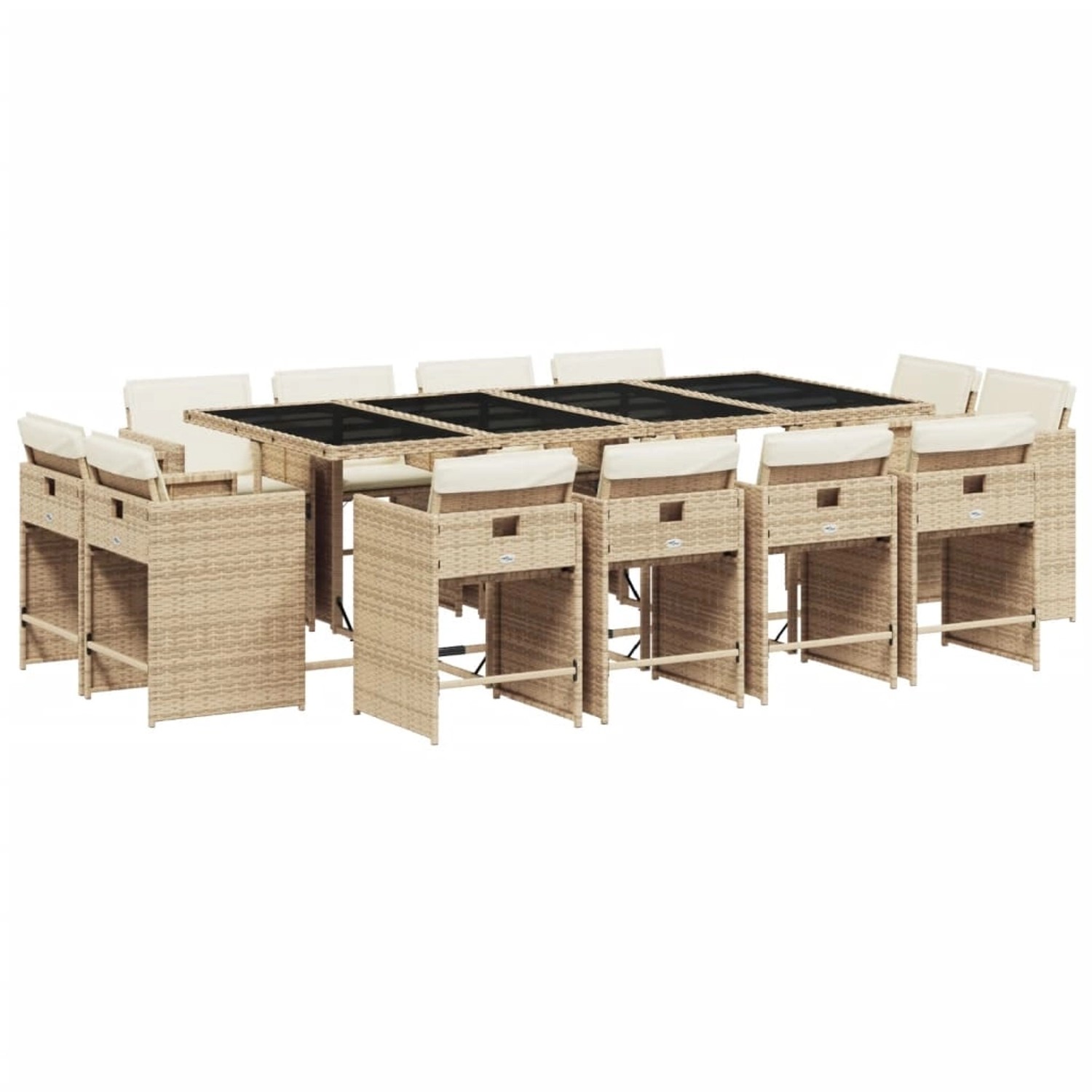 vidaXL 13-tlg Garten-Essgruppe mit Kissen Beige Poly Rattan Modell 2 vidaXL 13-tlg Garten-Essgruppe mit Kissen Beige Poly Rattan Modell 2 von VIDAXL