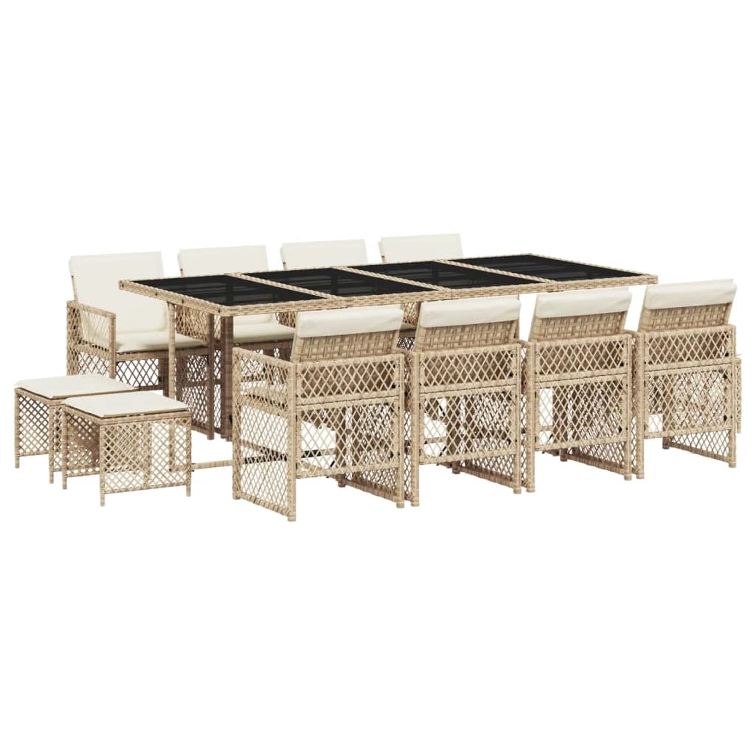 vidaXL 13-tlg Garten-Essgruppe mit Kissen Beige Poly Rattan Modell 24 vidaXL 13-tlg Garten-Essgruppe mit Kissen Beige Poly Rattan Modell 24 von VIDAXL