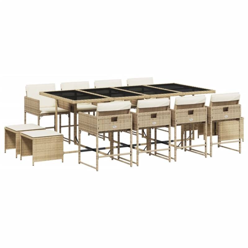 vidaXL 13-tlg Garten-Essgruppe mit Kissen Beige Poly Rattan Modell 5 von VIDAXL