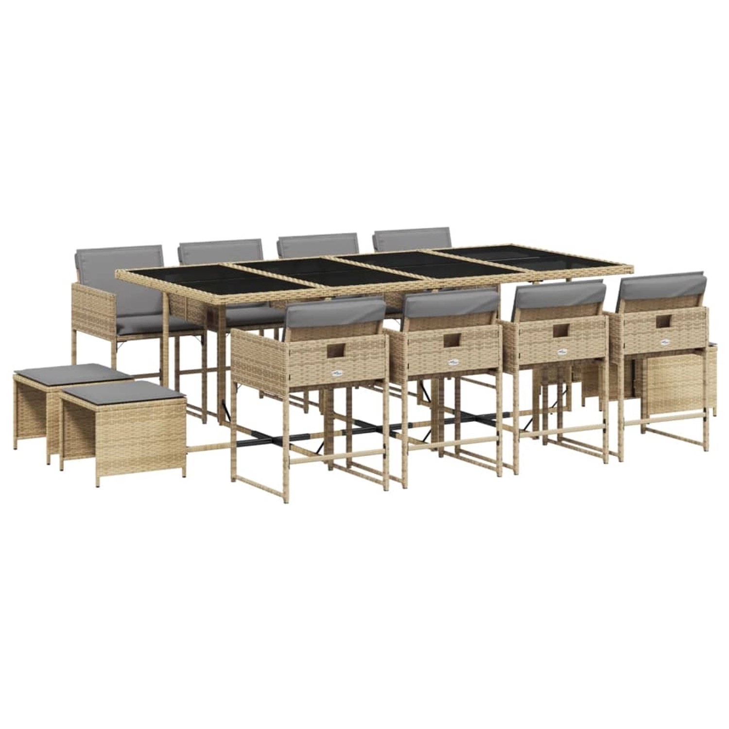 vidaXL 13-tlg Garten-Essgruppe mit Kissen Beigemischung Poly Rattan Modell 10 von VIDAXL