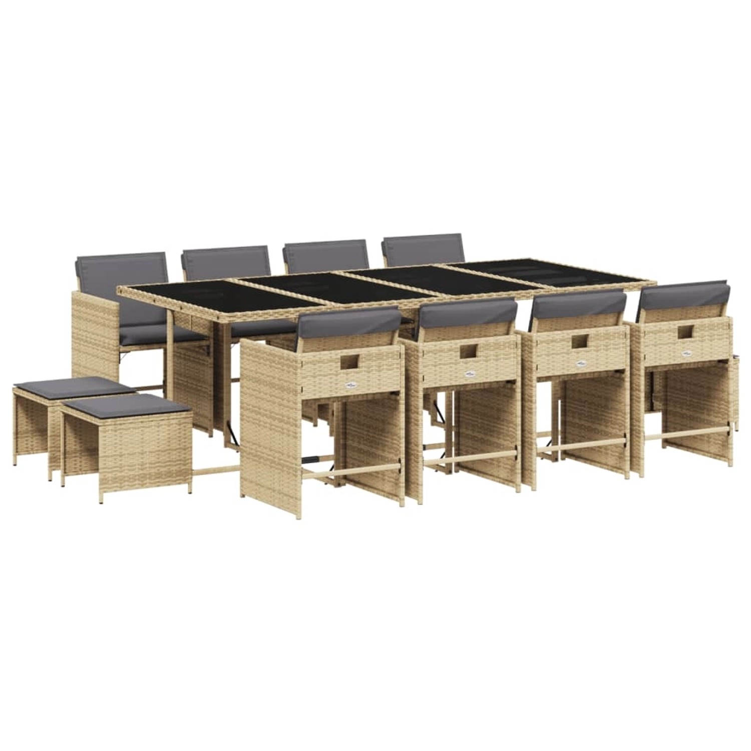 vidaXL 13-tlg Garten-Essgruppe mit Kissen Beigemischung Poly Rattan Modell 11 von VIDAXL