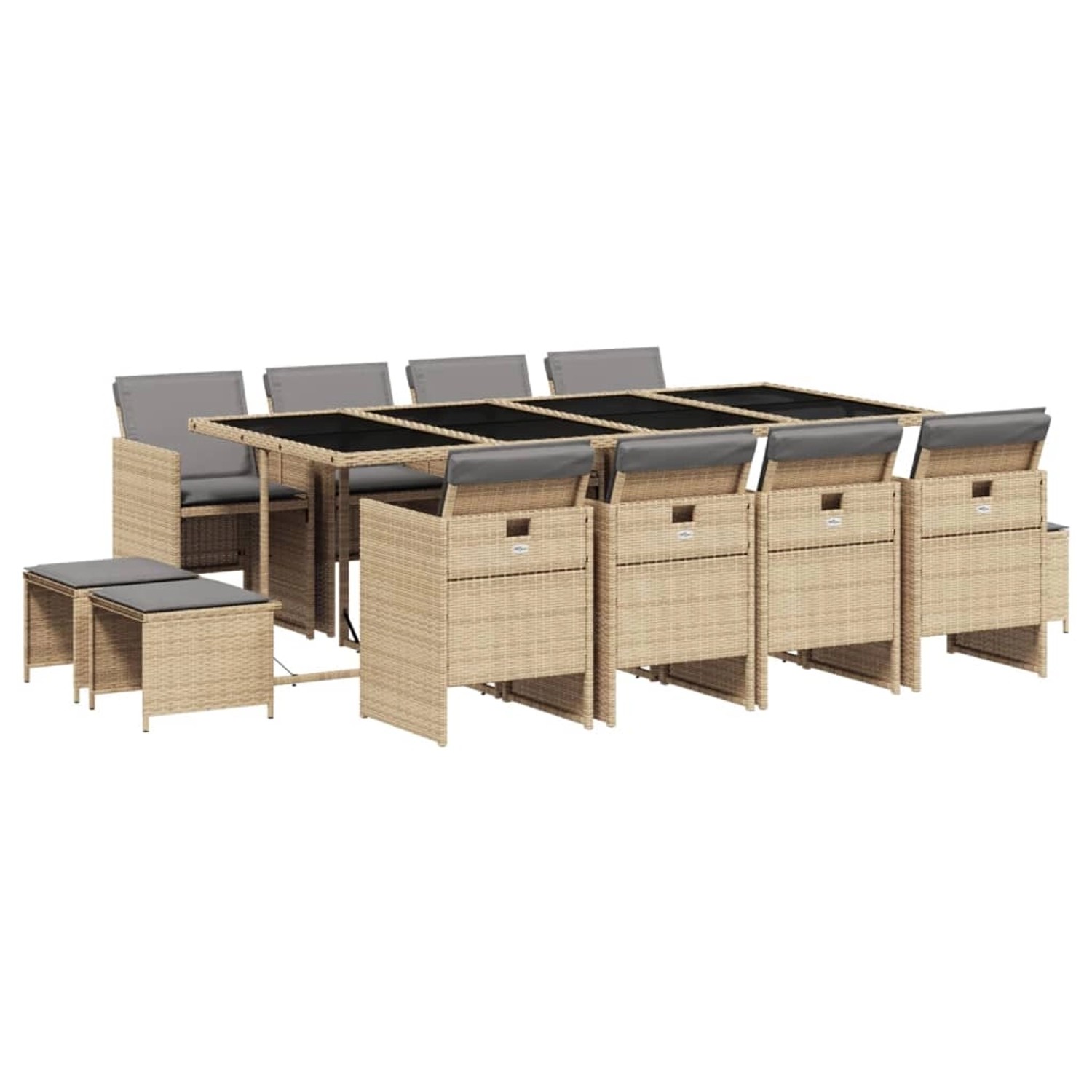vidaXL 13-tlg Garten-Essgruppe mit Kissen Beigemischung Poly Rattan Modell 12 von VIDAXL
