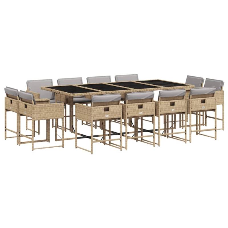 vidaXL 13-tlg Garten-Essgruppe mit Kissen Beigemischung Poly Rattan Modell 13 von VIDAXL