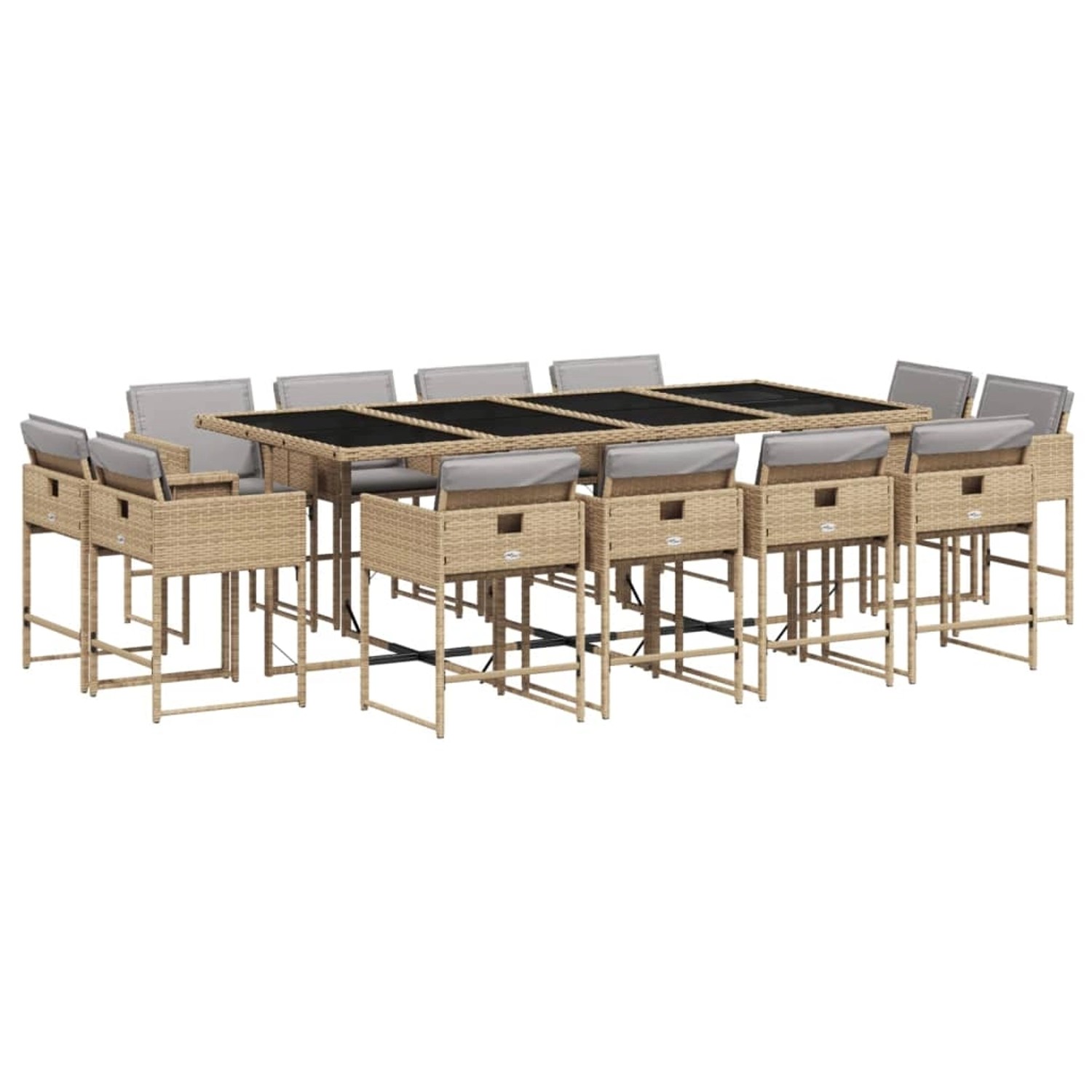 vidaXL 13-tlg Garten-Essgruppe mit Kissen Beigemischung Poly Rattan Modell 4 von VIDAXL