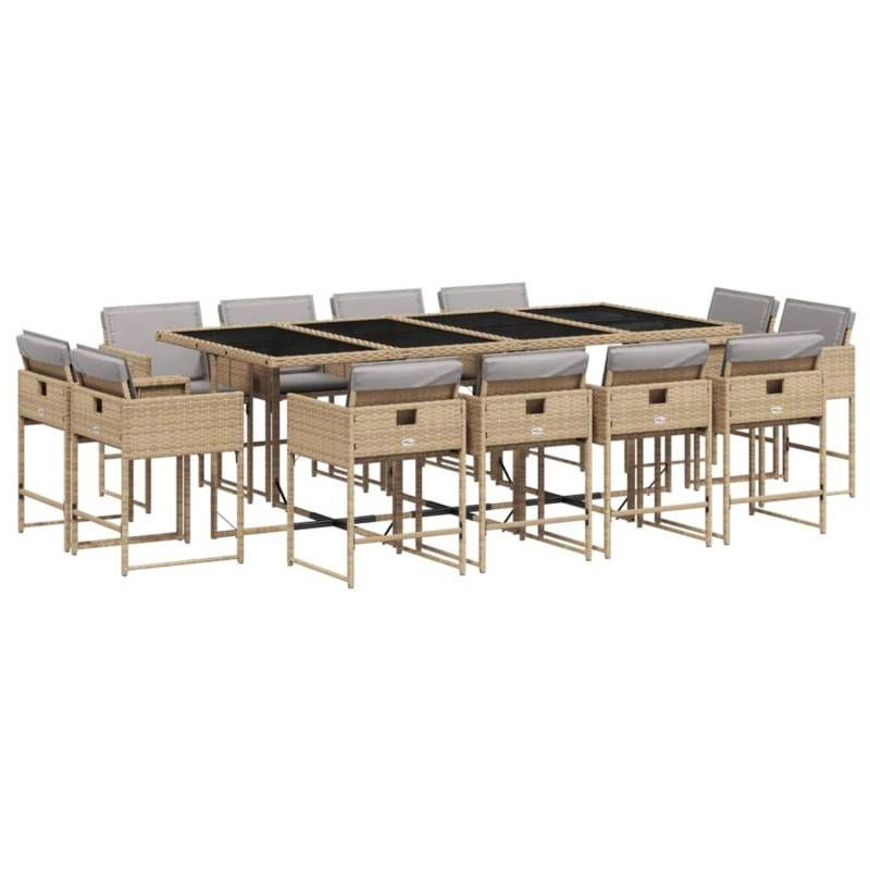 vidaXL 13-tlg Garten-Essgruppe mit Kissen Beigemischung Poly Rattan Modell 4 von VIDAXL