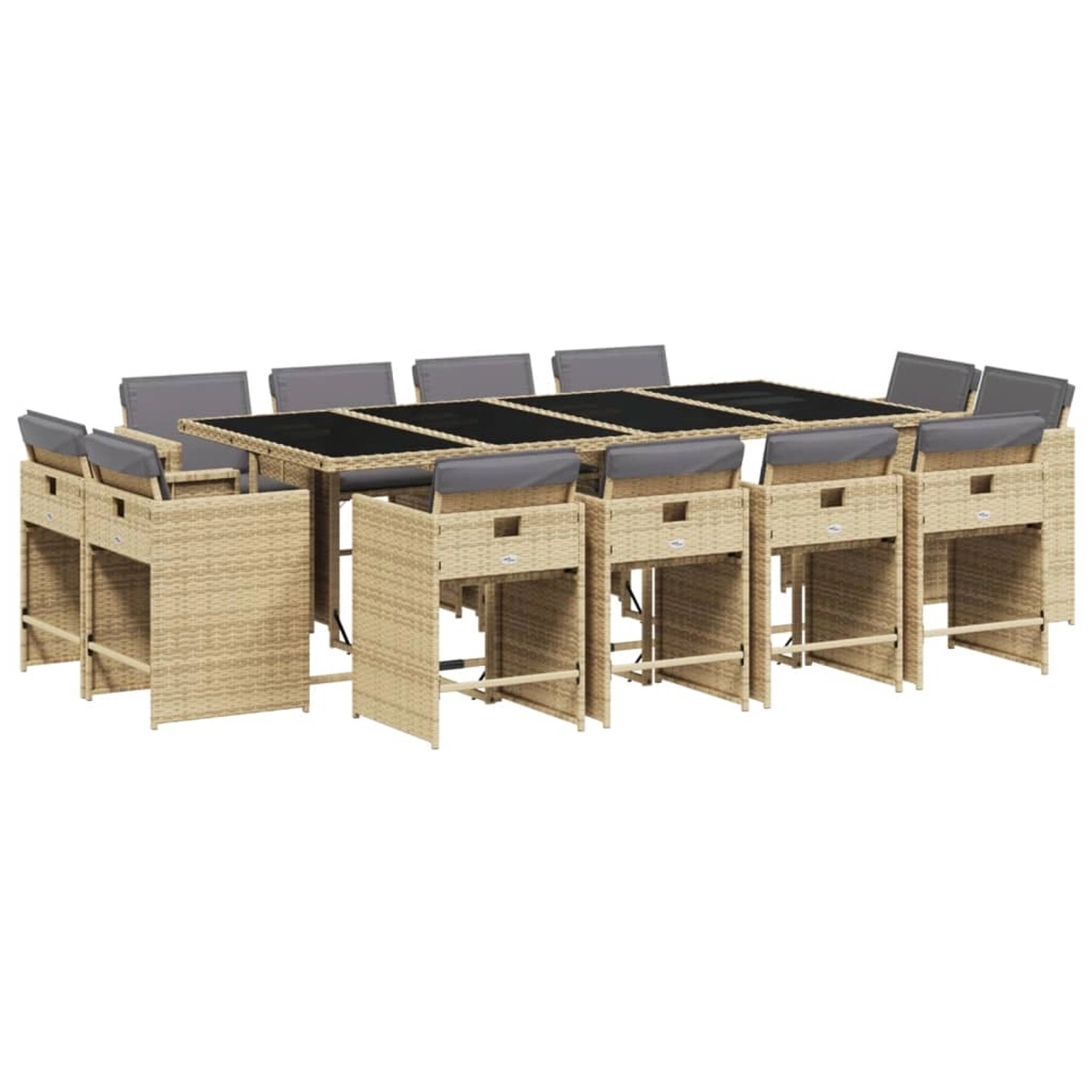 vidaXL 13-tlg Garten-Essgruppe mit Kissen Beigemischung Poly Rattan Modell 7 von VIDAXL