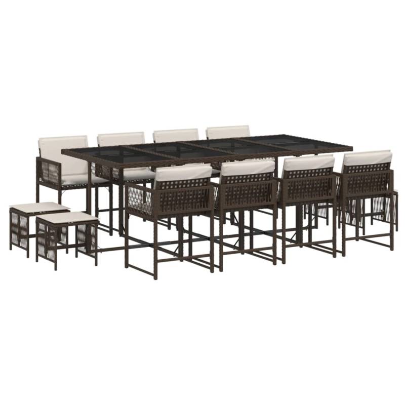 vidaXL 13-tlg Garten-Essgruppe mit Kissen Braun Poly Rattan Modell 10 von VIDAXL