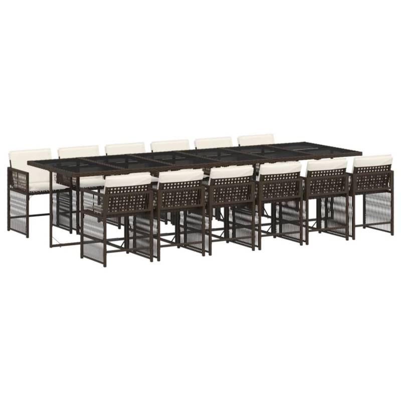 vidaXL 13-tlg Garten-Essgruppe mit Kissen Braun Poly Rattan Modell 12 von VIDAXL