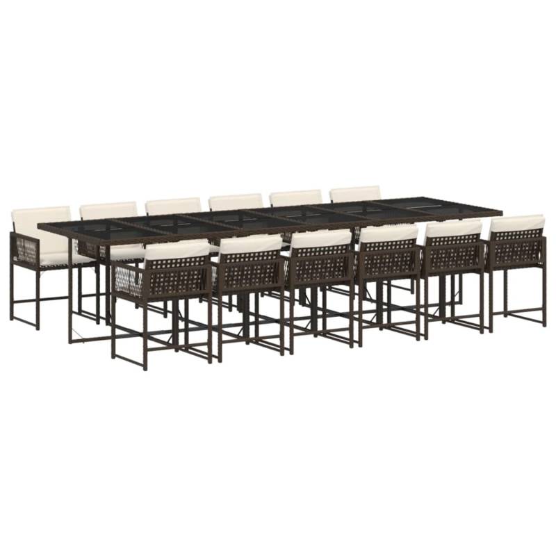 vidaXL 13-tlg Garten-Essgruppe mit Kissen Braun Poly Rattan Modell 13 von VIDAXL