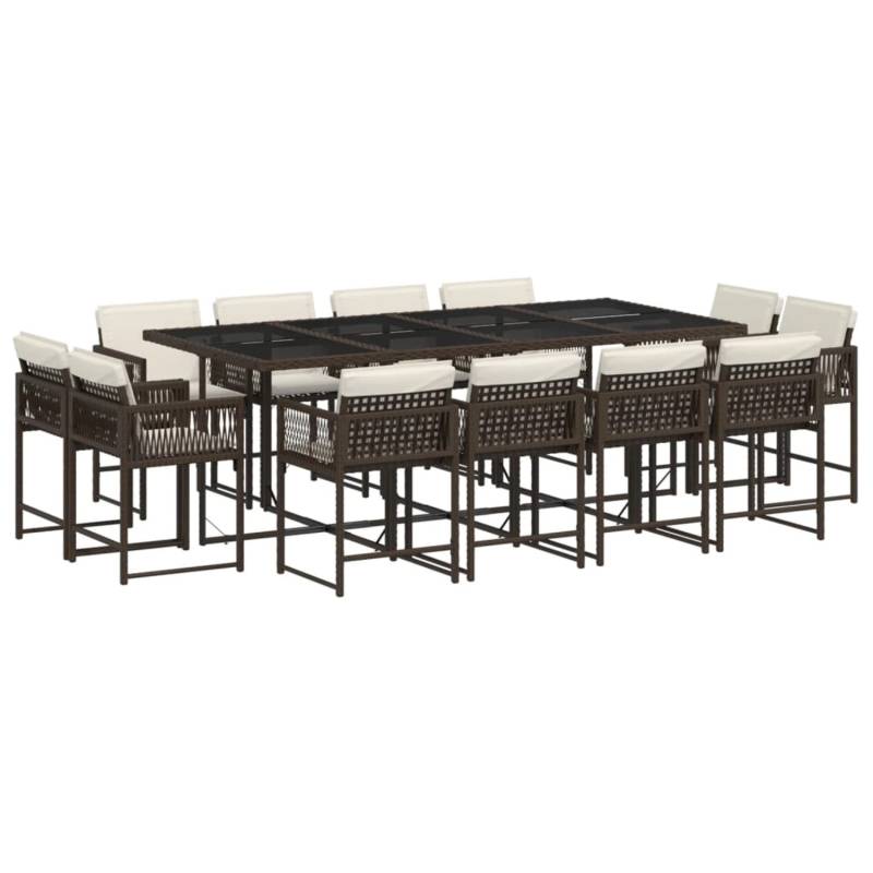 vidaXL 13-tlg Garten-Essgruppe mit Kissen Braun Poly Rattan Modell 15 von VIDAXL