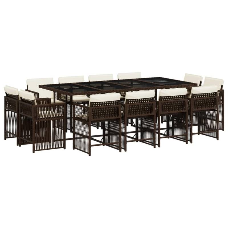 vidaXL 13-tlg Garten-Essgruppe mit Kissen Braun Poly Rattan Modell 16 von VIDAXL
