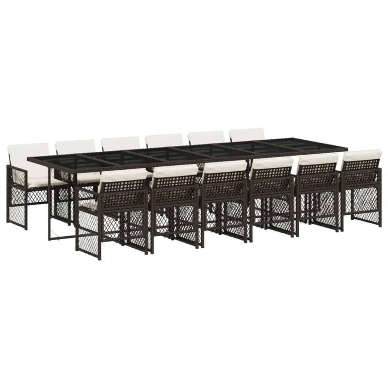 vidaXL 13-tlg Garten-Essgruppe mit Kissen Braun Poly Rattan Modell 17 von VIDAXL