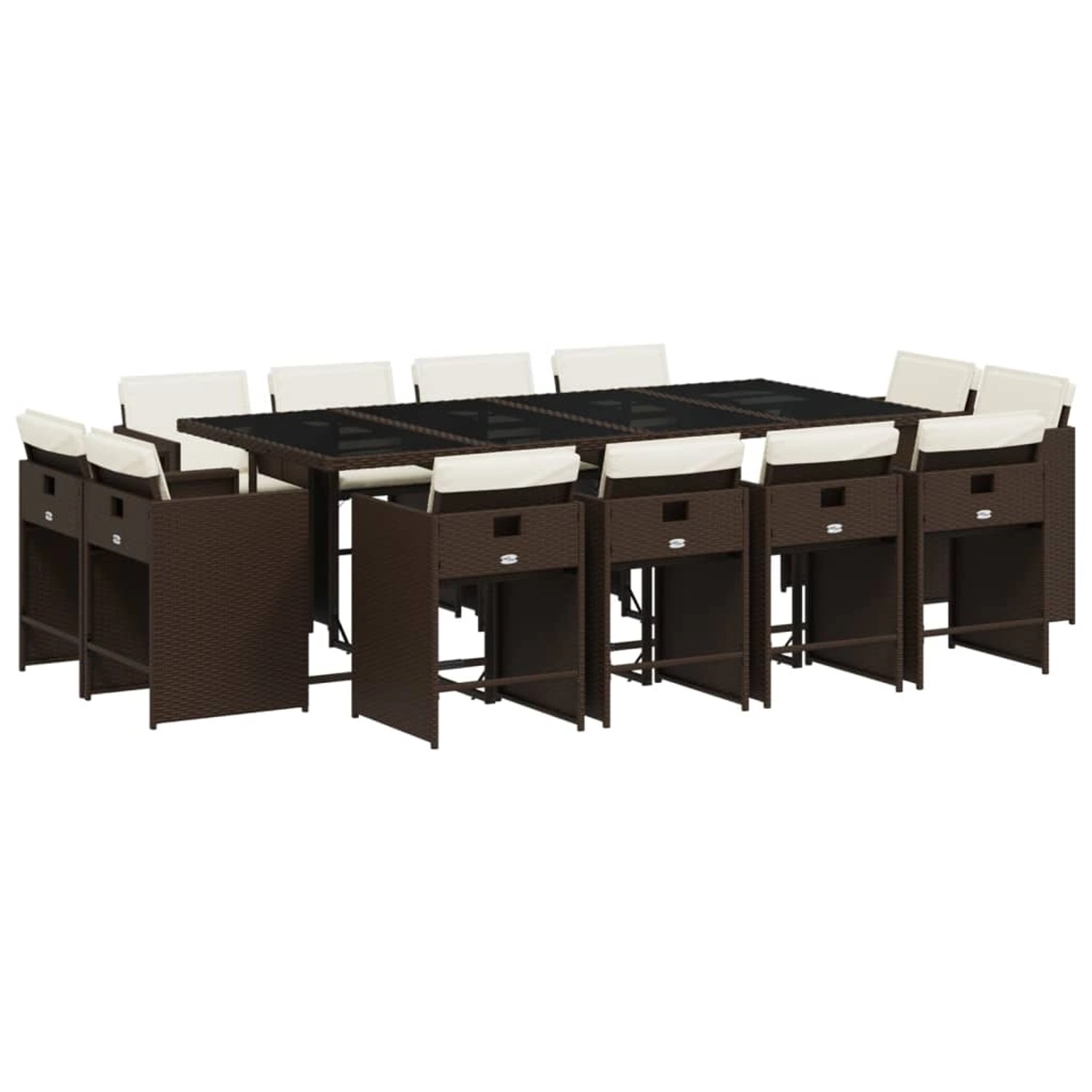 vidaXL 13-tlg Garten-Essgruppe mit Kissen Braun Poly Rattan Modell 2 vidaXL 13-tlg Garten-Essgruppe mit Kissen Braun Poly Rattan Modell 2 von VIDAXL