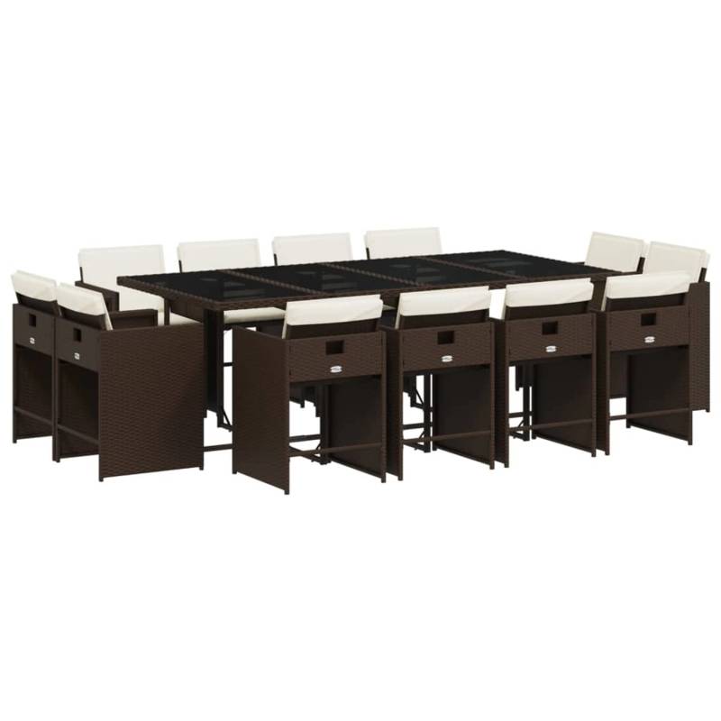 vidaXL 13-tlg Garten-Essgruppe mit Kissen Braun Poly Rattan Modell 2 von VIDAXL