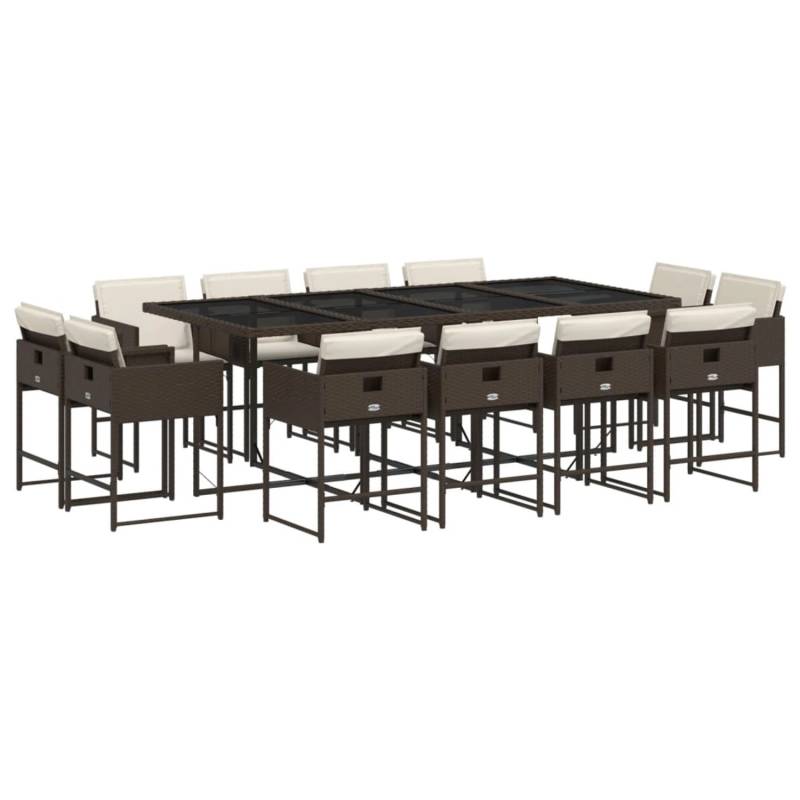 vidaXL 13-tlg Garten-Essgruppe mit Kissen Braun Poly Rattan Modell 3 von VIDAXL