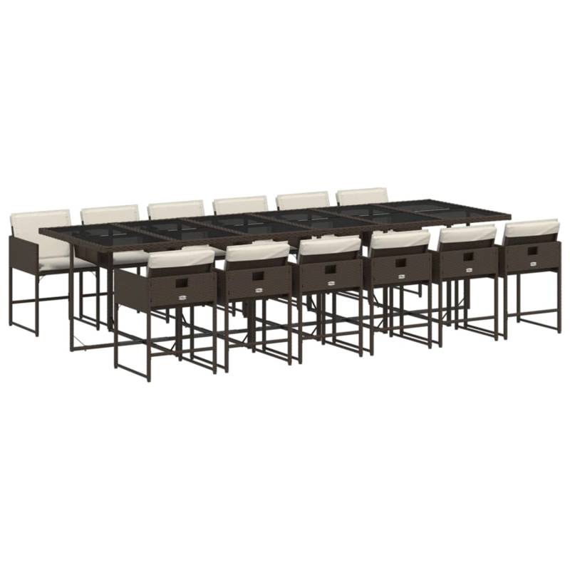 vidaXL 13-tlg Garten-Essgruppe mit Kissen Braun Poly Rattan Modell 4 von VIDAXL