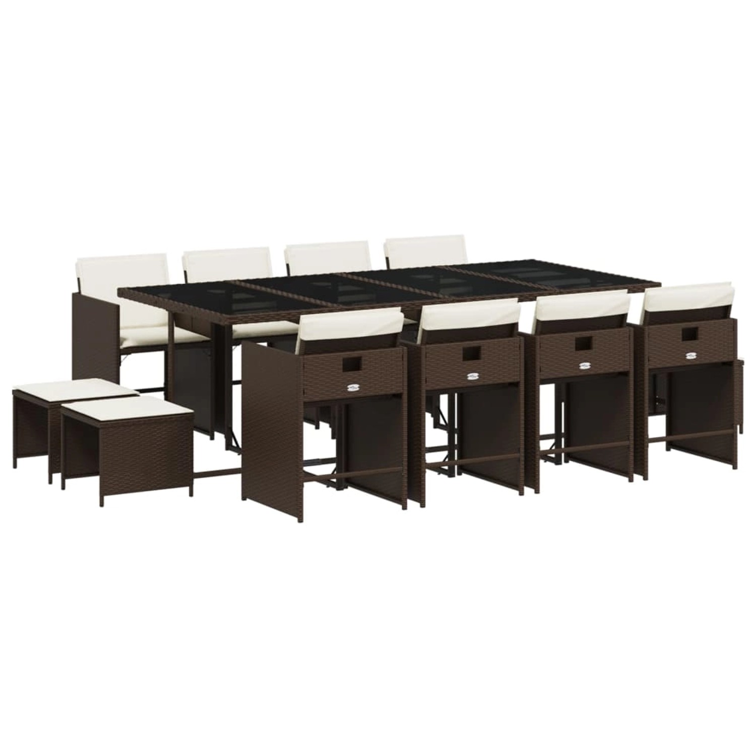 vidaXL 13-tlg Garten-Essgruppe mit Kissen Braun Poly Rattan Modell 5 vidaXL 13-tlg Garten-Essgruppe mit Kissen Braun Poly Rattan Modell 5 von VIDAXL