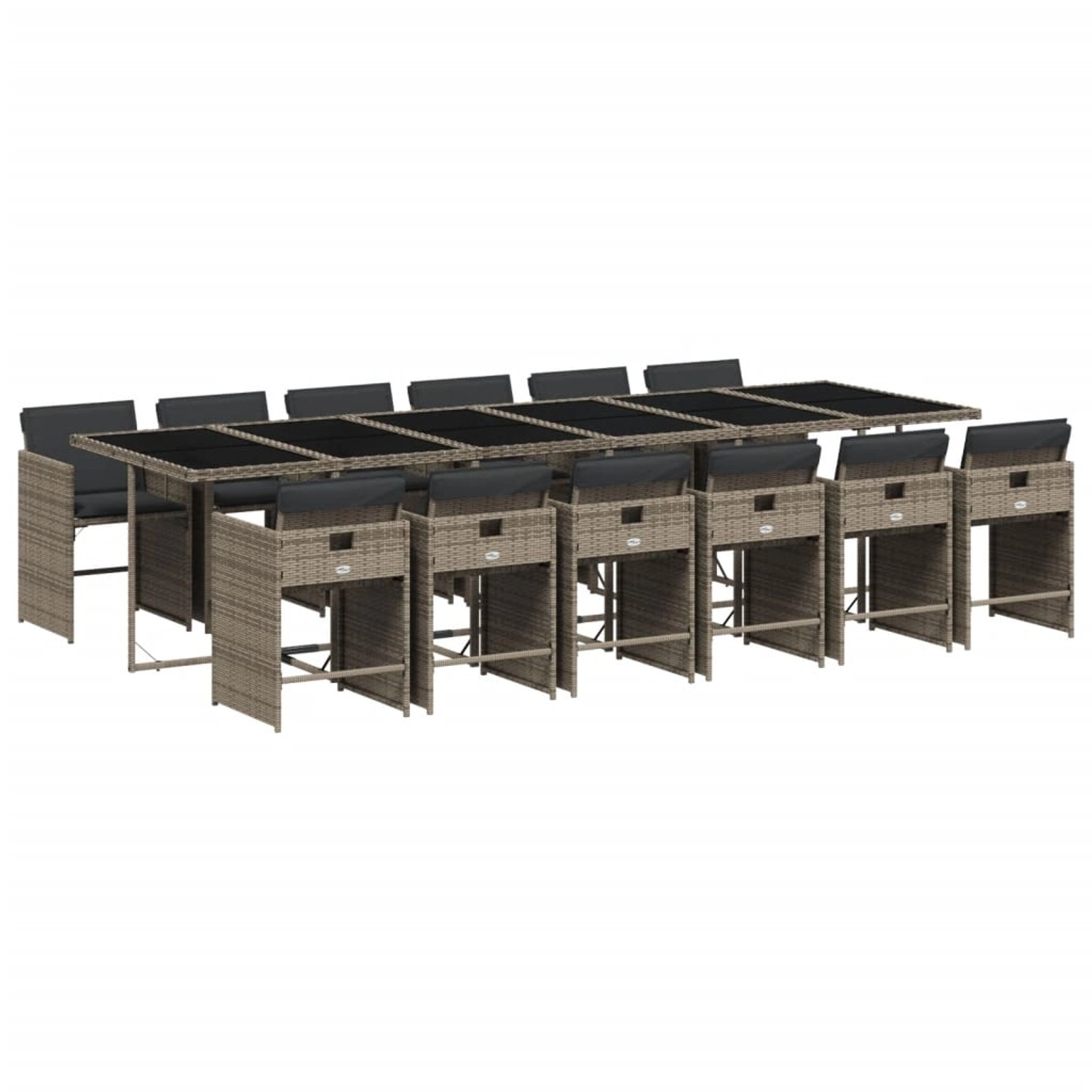 vidaXL 13-tlg Garten-Essgruppe mit Kissen Grau Poly Rattan Modell 1 vidaXL 13-tlg Garten-Essgruppe mit Kissen Grau Poly Rattan Modell 1 von VIDAXL