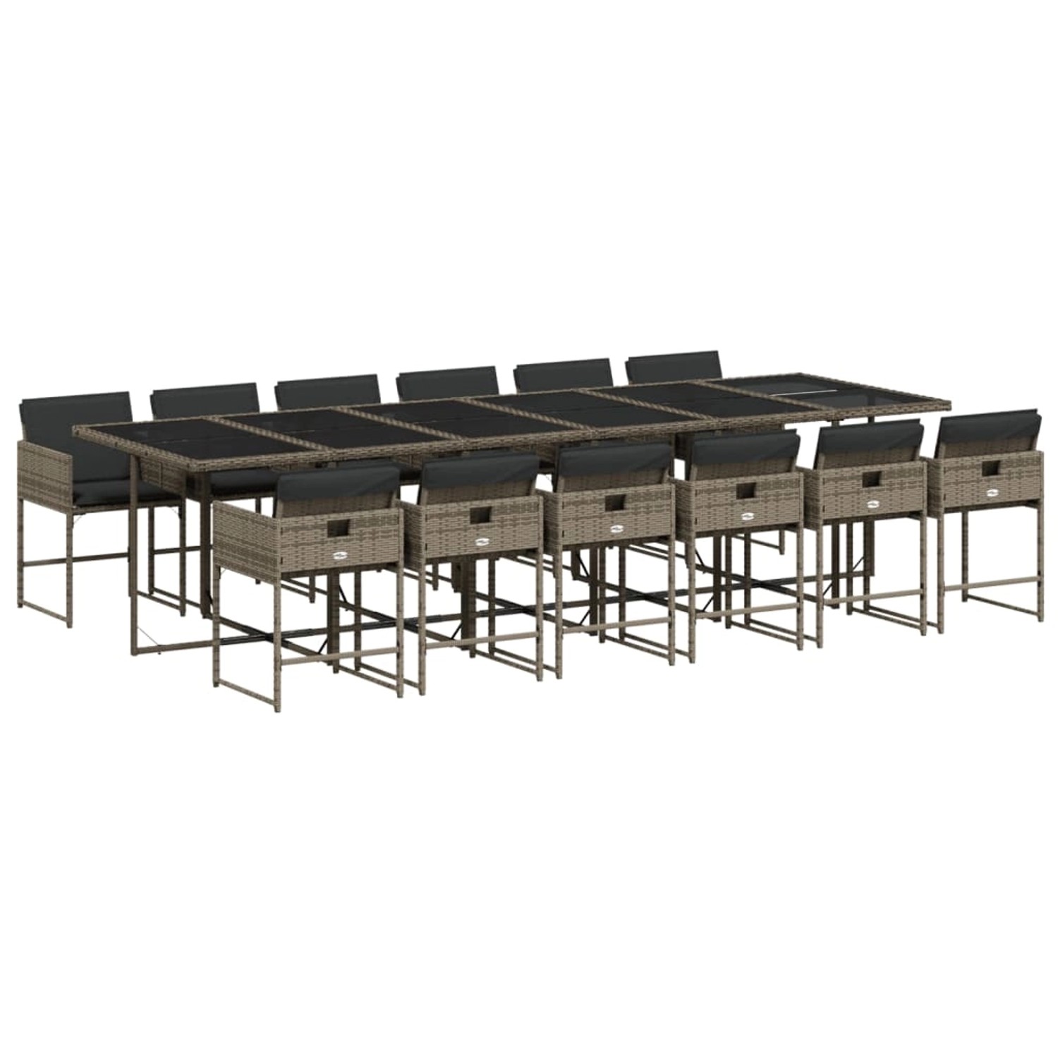 vidaXL 13-tlg Garten-Essgruppe mit Kissen Grau Poly Rattan Modell 10 vidaXL 13-tlg Garten-Essgruppe mit Kissen Grau Poly Rattan Modell 10 von VIDAXL