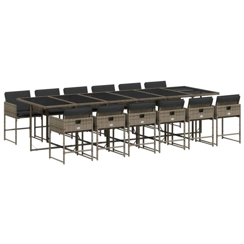 vidaXL 13-tlg Garten-Essgruppe mit Kissen Grau Poly Rattan Modell 10 von VIDAXL