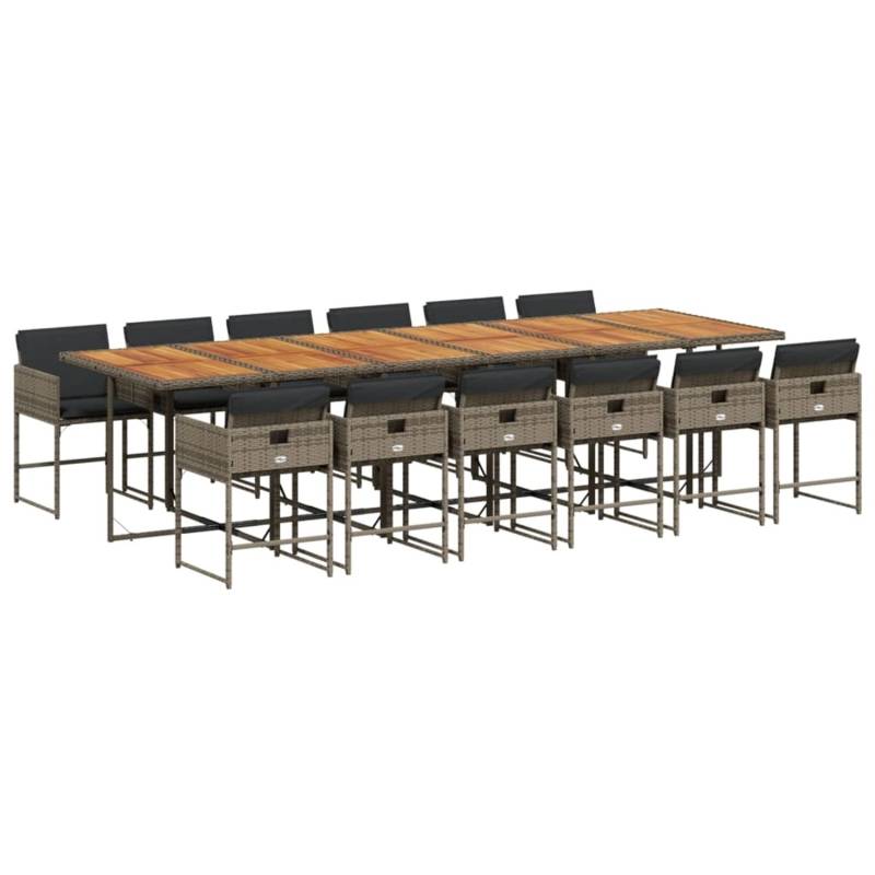 vidaXL 13-tlg Garten-Essgruppe mit Kissen Grau Poly Rattan Modell 11 von VIDAXL