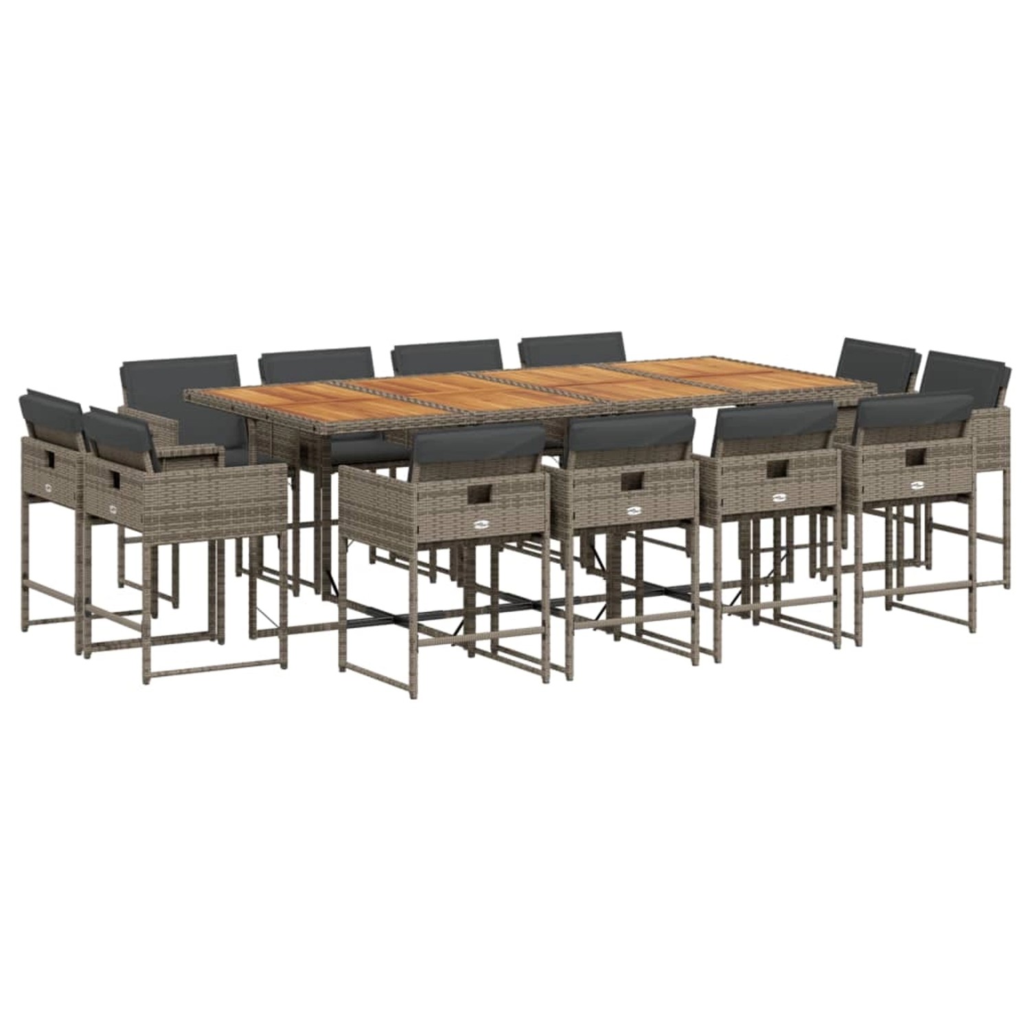 vidaXL 13-tlg Garten-Essgruppe mit Kissen Grau Poly Rattan Modell 15 vidaXL 13-tlg Garten-Essgruppe mit Kissen Grau Poly Rattan Modell 15 von VIDAXL