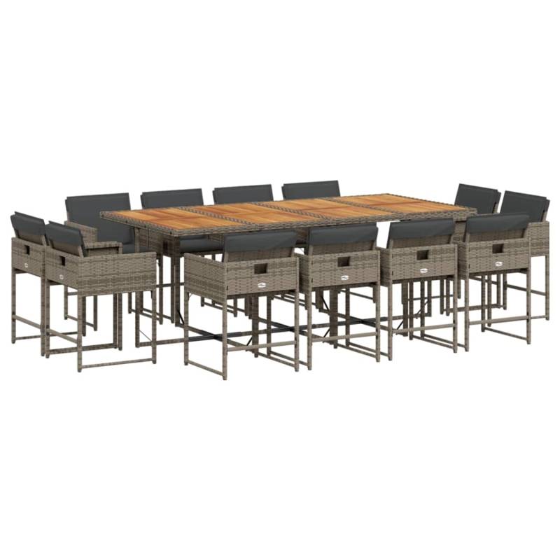 vidaXL 13-tlg Garten-Essgruppe mit Kissen Grau Poly Rattan Modell 15 von VIDAXL