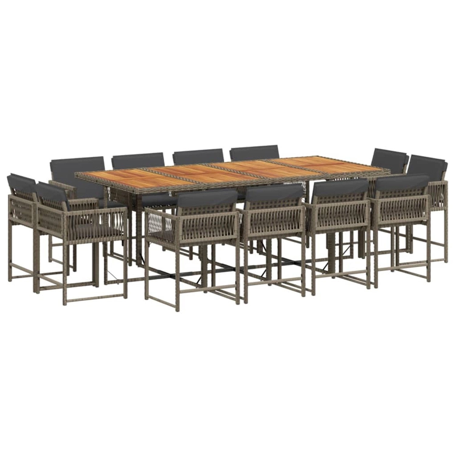 vidaXL 13-tlg Garten-Essgruppe mit Kissen Grau Poly Rattan Modell 16 vidaXL 13-tlg Garten-Essgruppe mit Kissen Grau Poly Rattan Modell 16 von VIDAXL