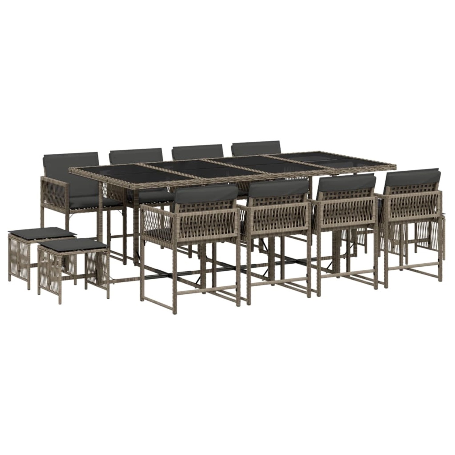 vidaXL 13-tlg Garten-Essgruppe mit Kissen Grau Poly Rattan Modell 21 vidaXL 13-tlg Garten-Essgruppe mit Kissen Grau Poly Rattan Modell 21 von VIDAXL