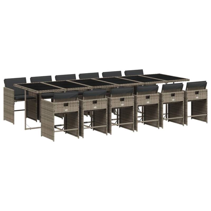 vidaXL 13-tlg Garten-Essgruppe mit Kissen Grau Poly Rattan Modell 27 von VIDAXL
