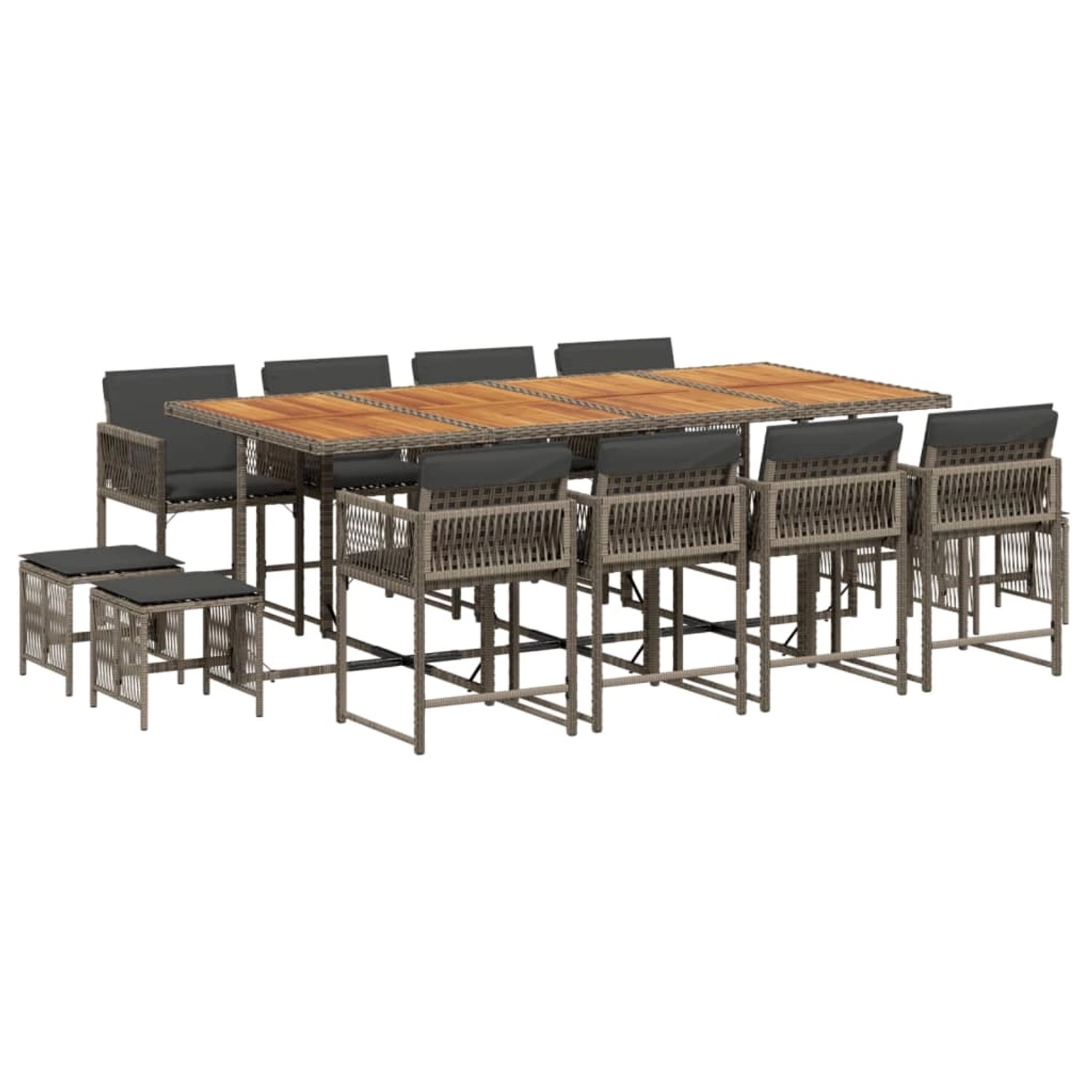 vidaXL 13-tlg Garten-Essgruppe mit Kissen Grau Poly Rattan Modell 30 vidaXL 13-tlg Garten-Essgruppe mit Kissen Grau Poly Rattan Modell 30 von VIDAXL