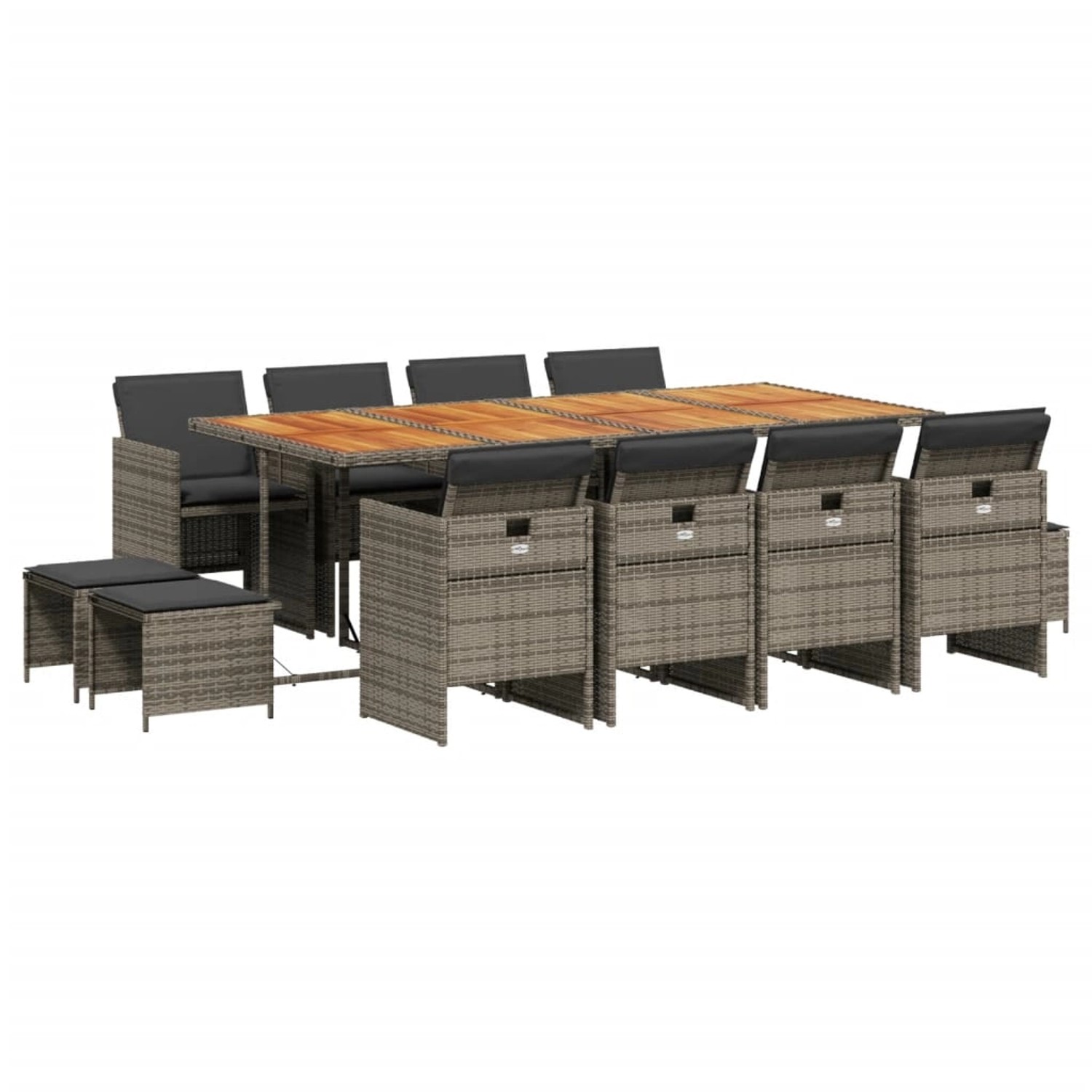vidaXL 13-tlg Garten-Essgruppe mit Kissen Grau Poly Rattan Modell 31 vidaXL 13-tlg Garten-Essgruppe mit Kissen Grau Poly Rattan Modell 31 von VIDAXL