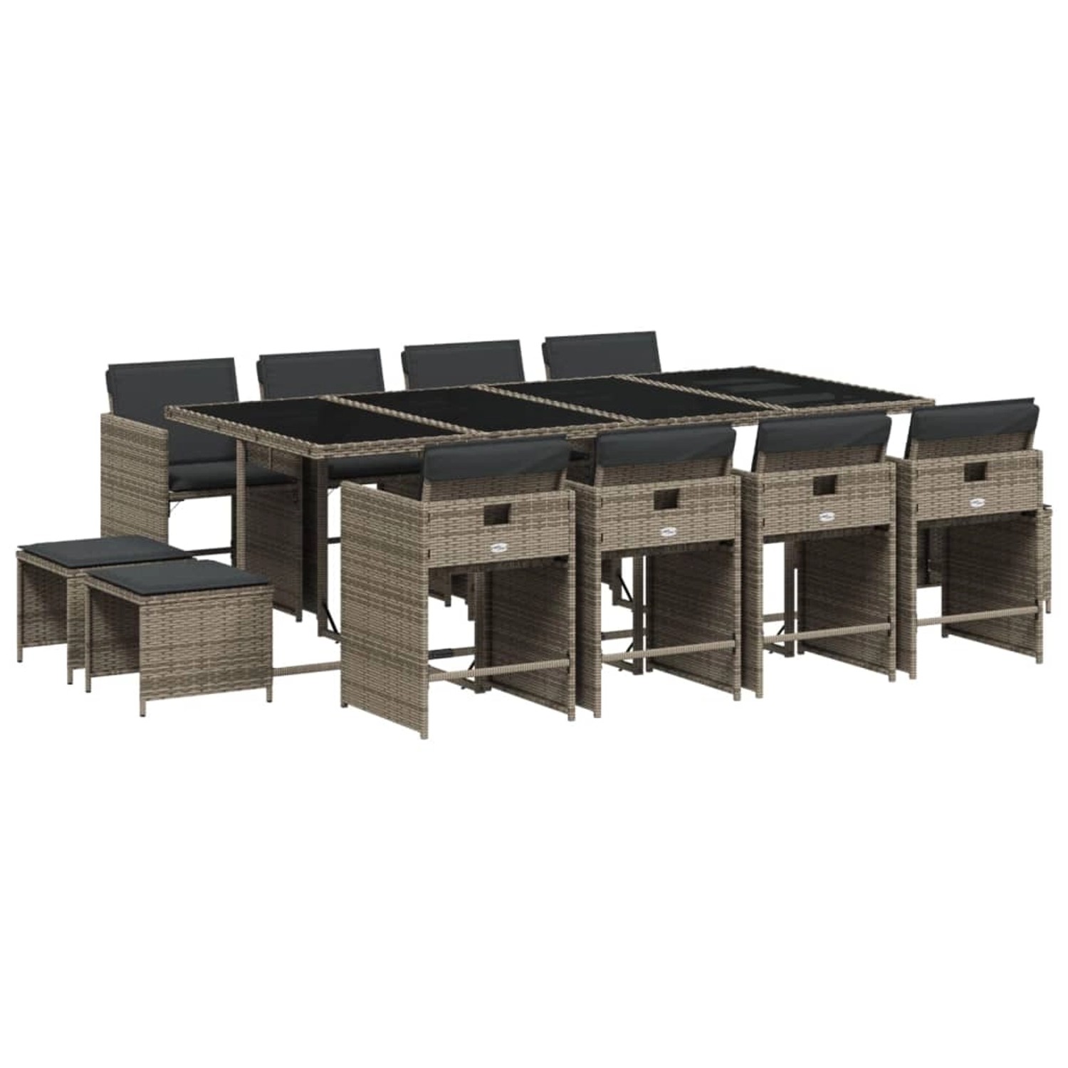 vidaXL 13-tlg Garten-Essgruppe mit Kissen Grau Poly Rattan Modell 4 vidaXL 13-tlg Garten-Essgruppe mit Kissen Grau Poly Rattan Modell 4 von VIDAXL