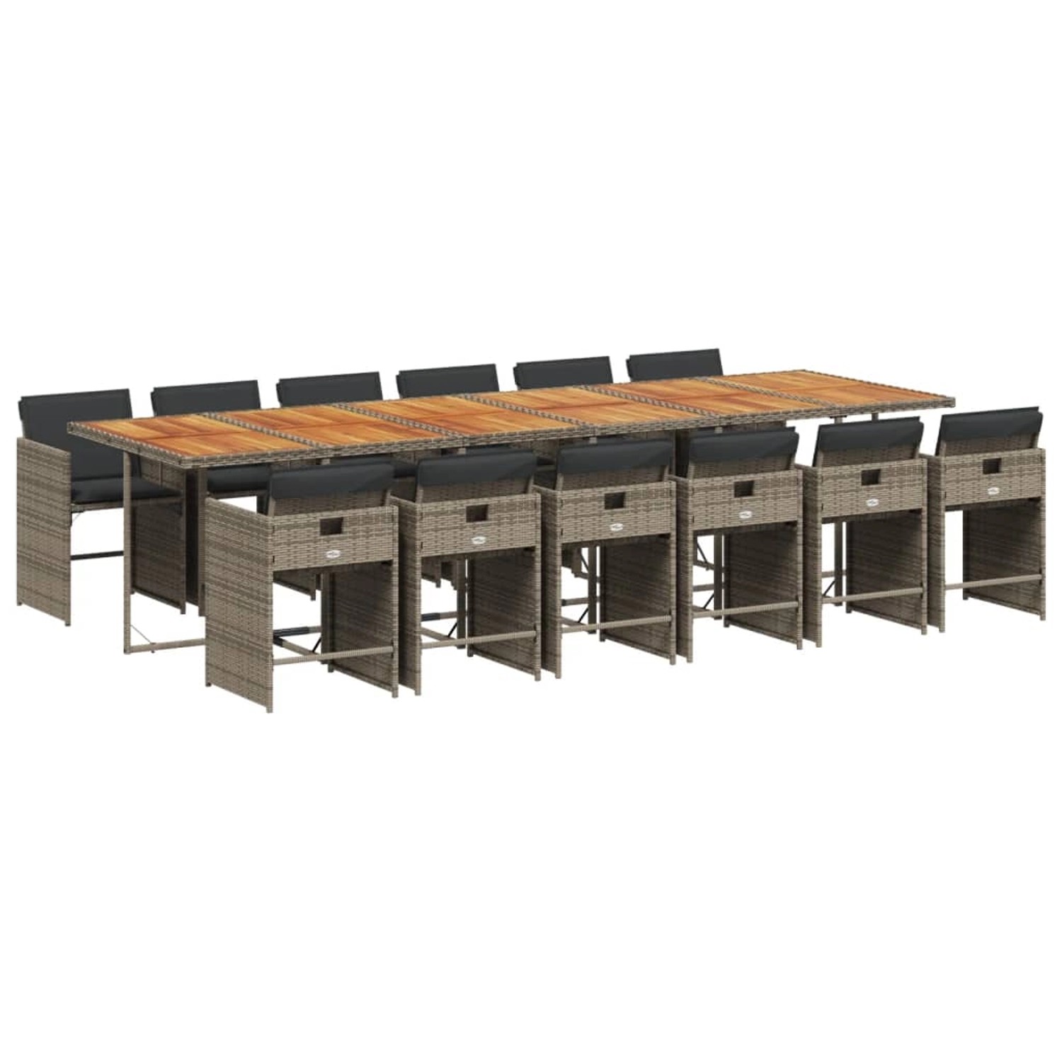 vidaXL 13-tlg Garten-Essgruppe mit Kissen Grau Poly Rattan Modell 6 vidaXL 13-tlg Garten-Essgruppe mit Kissen Grau Poly Rattan Modell 6 von VIDAXL