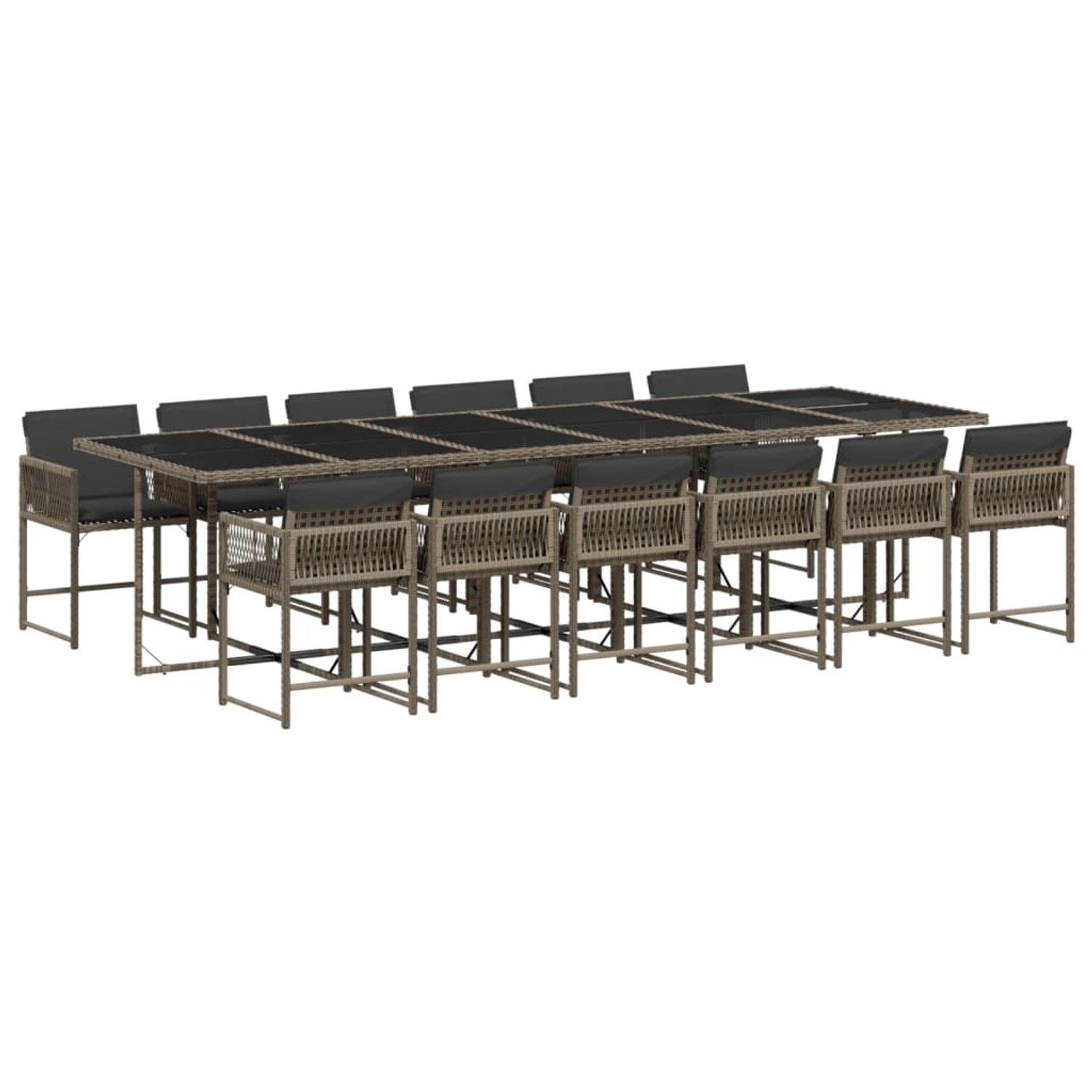 vidaXL 13-tlg Garten-Essgruppe mit Kissen Grau Poly Rattan Modell 9 vidaXL 13-tlg Garten-Essgruppe mit Kissen Grau Poly Rattan Modell 9 von VIDAXL