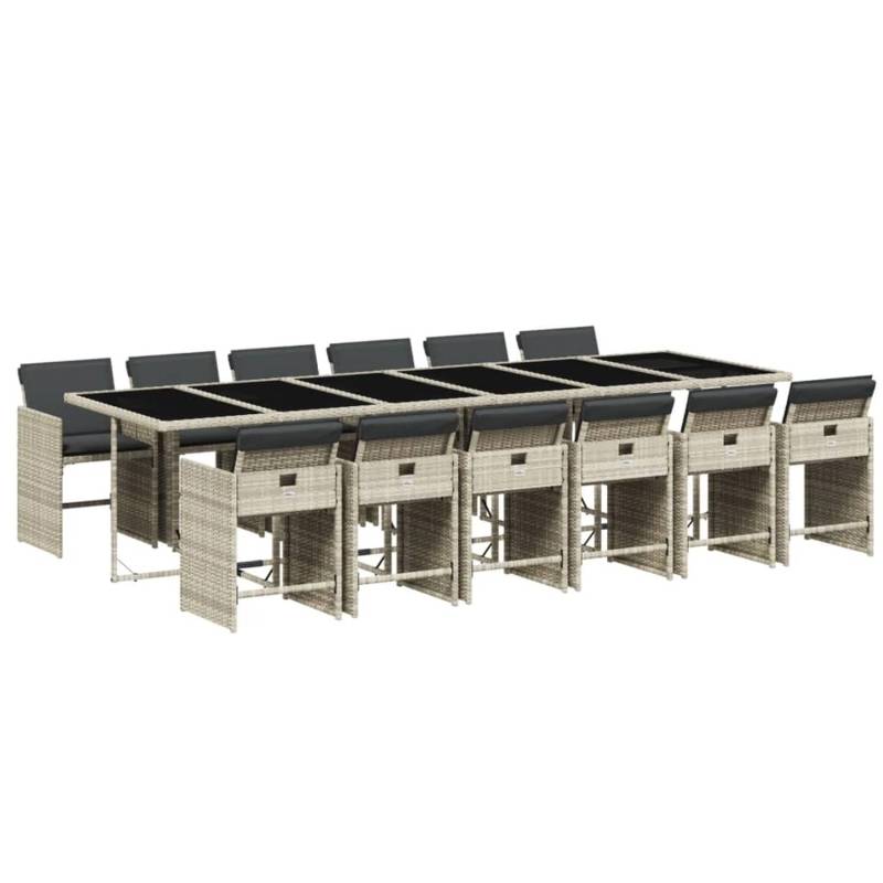 vidaXL 13-tlg Garten-Essgruppe mit Kissen Hellgrau Poly Rattan Modell 1 von VIDAXL