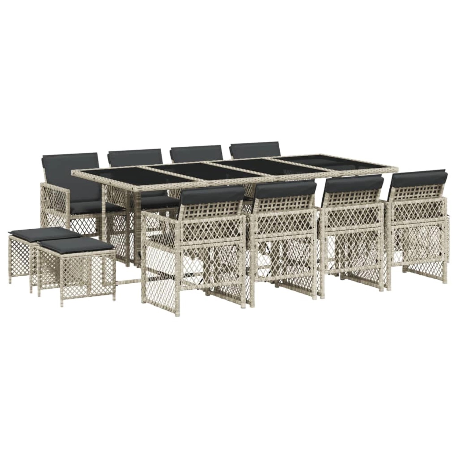 vidaXL 13-tlg Garten-Essgruppe mit Kissen Hellgrau Poly Rattan Modell 10 vidaXL 13-tlg Garten-Essgruppe mit Kissen Hellgrau Poly Rattan Modell 10 von VIDAXL