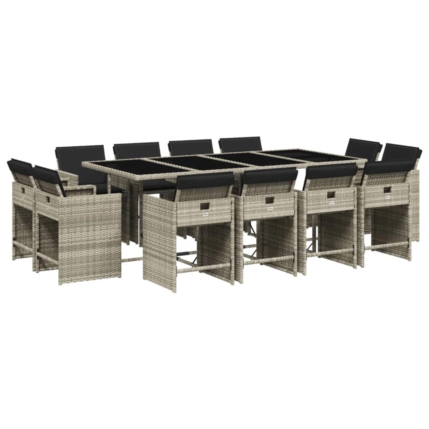 vidaXL 13-tlg Garten-Essgruppe mit Kissen Hellgrau Poly Rattan Modell 2 vidaXL 13-tlg Garten-Essgruppe mit Kissen Hellgrau Poly Rattan Modell 2 von VIDAXL