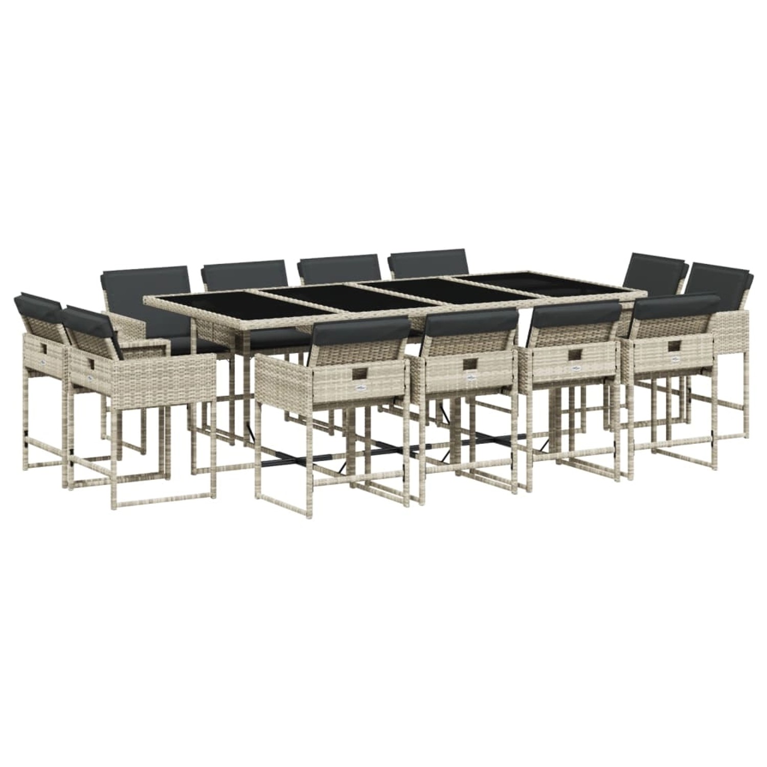vidaXL 13-tlg Garten-Essgruppe mit Kissen Hellgrau Poly Rattan Modell 3 vidaXL 13-tlg Garten-Essgruppe mit Kissen Hellgrau Poly Rattan Modell 3 von VIDAXL