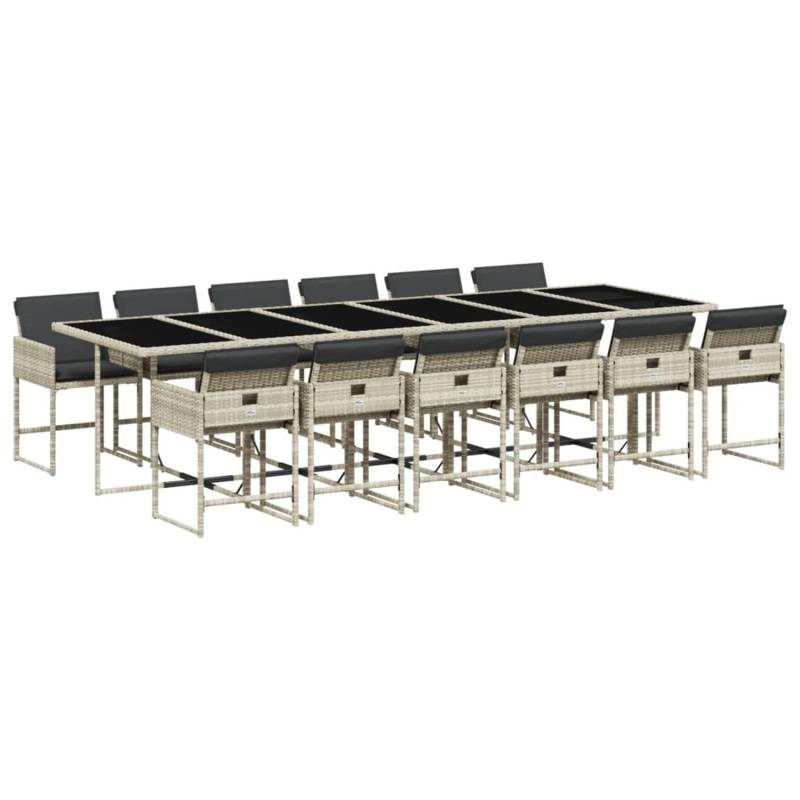 vidaXL 13-tlg Garten-Essgruppe mit Kissen Hellgrau Poly Rattan Modell 4 von VIDAXL