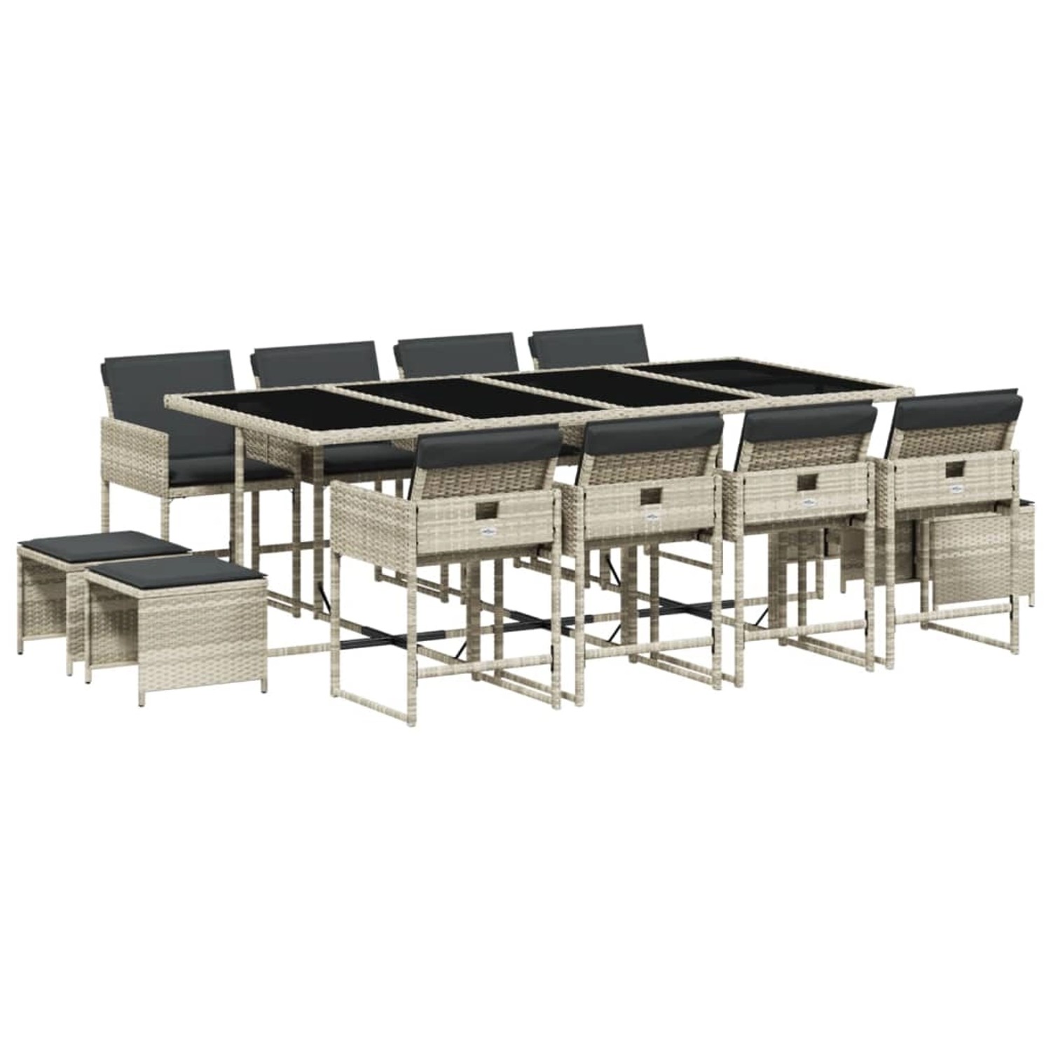 vidaXL 13-tlg Garten-Essgruppe mit Kissen Hellgrau Poly Rattan Modell 5 vidaXL 13-tlg Garten-Essgruppe mit Kissen Hellgrau Poly Rattan Modell 5 von VIDAXL