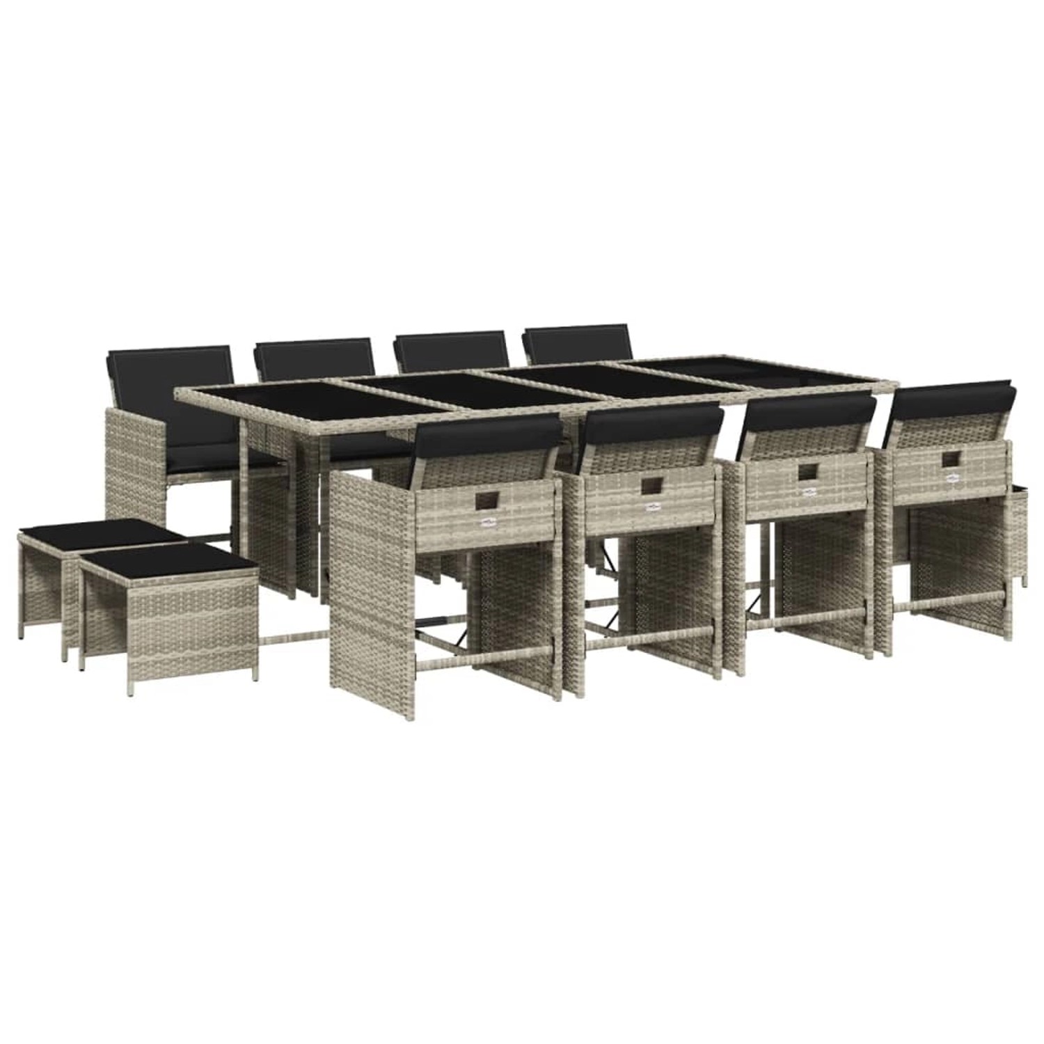 vidaXL 13-tlg Garten-Essgruppe mit Kissen Hellgrau Poly Rattan Modell 6 vidaXL 13-tlg Garten-Essgruppe mit Kissen Hellgrau Poly Rattan Modell 6 von VIDAXL