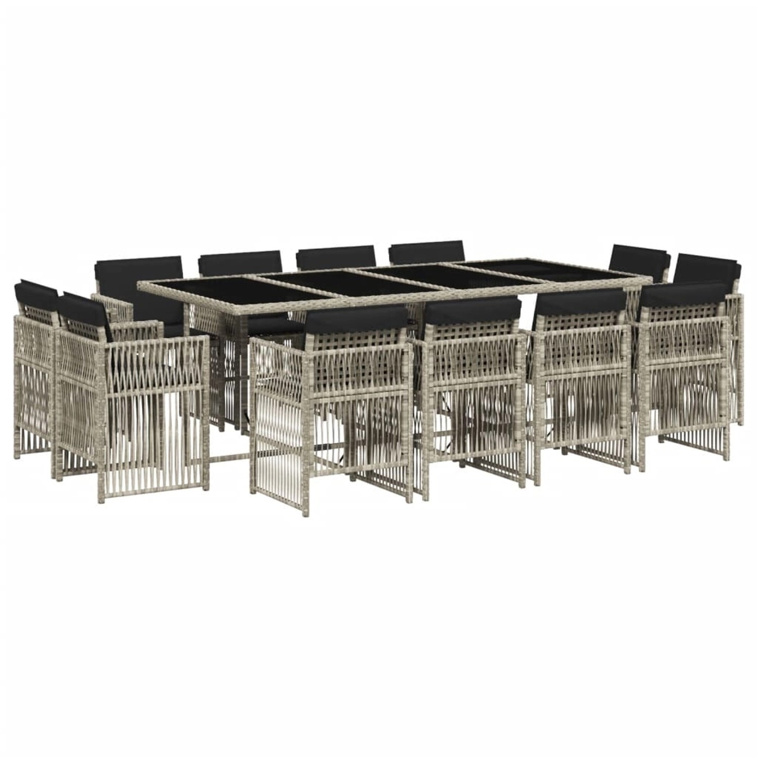 vidaXL 13-tlg Garten-Essgruppe mit Kissen Hellgrau Poly Rattan Modell 8 vidaXL 13-tlg Garten-Essgruppe mit Kissen Hellgrau Poly Rattan Modell 8 von VIDAXL