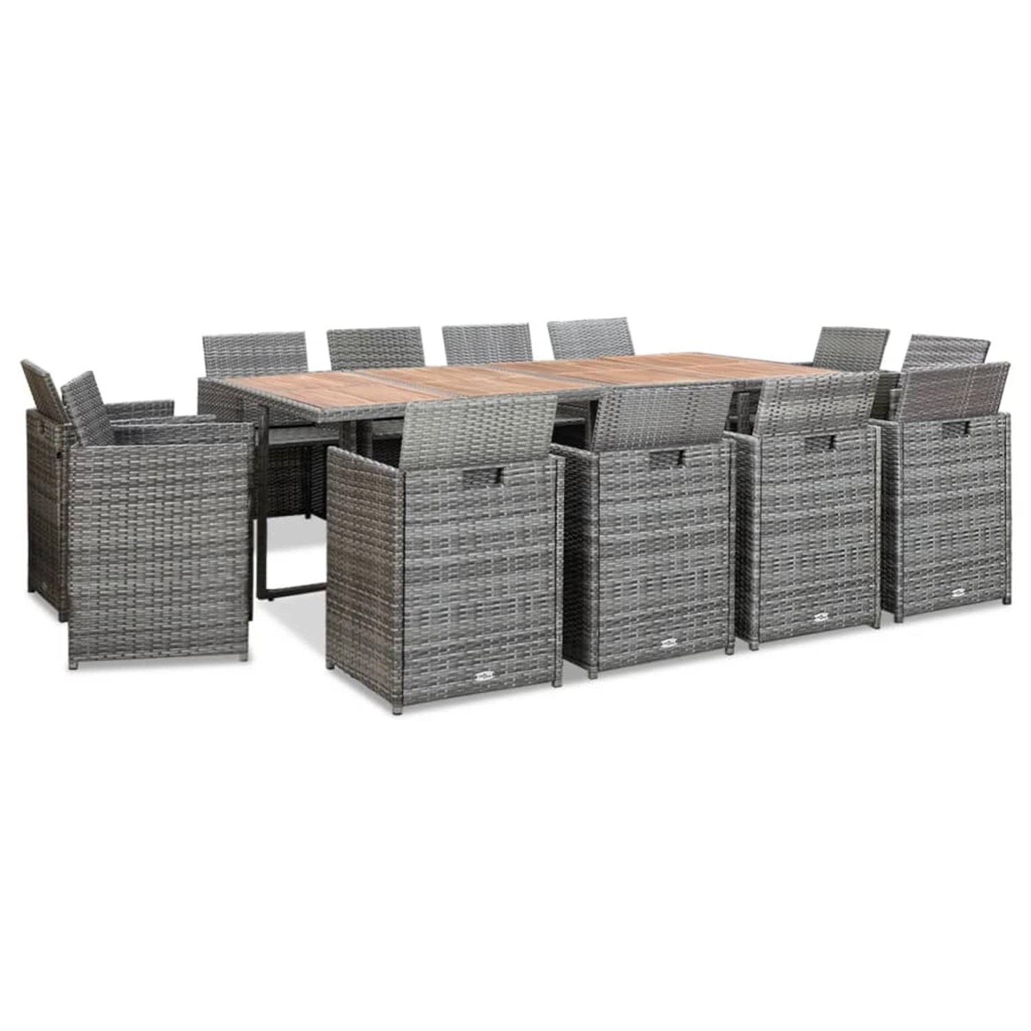 vidaXL 13-tlg Garten-Essgruppe mit Kissen Poly Rattan Anthrazit vidaXL 13-tlg Garten-Essgruppe mit Kissen Poly Rattan Anthrazit von VIDAXL